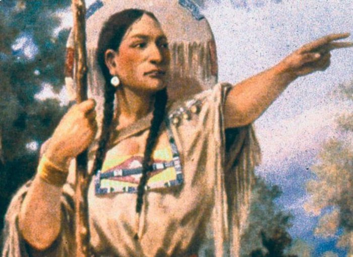 Sacagawea From Lewis & Clark Expedition at Three Forks mural