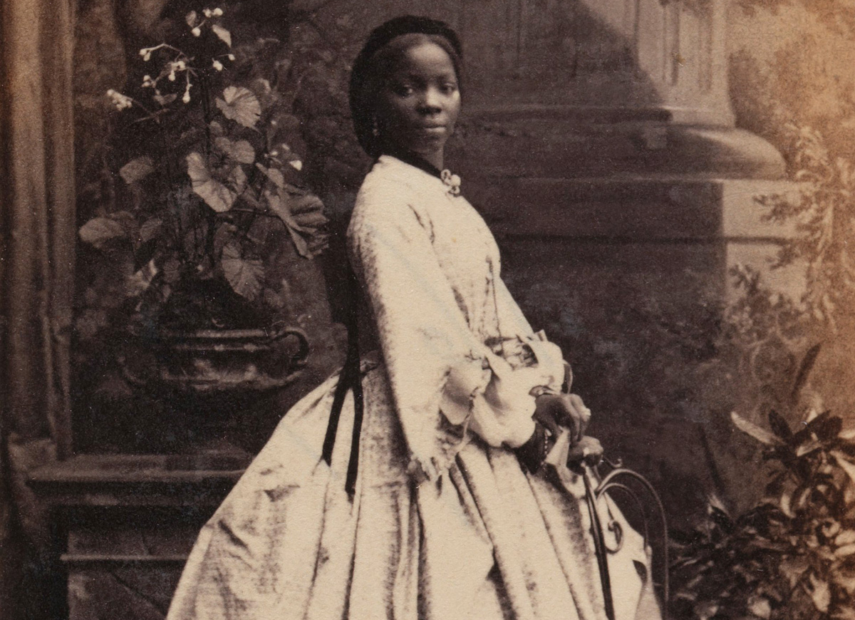 Portrait of Sara Forbes Bonetta in white dress