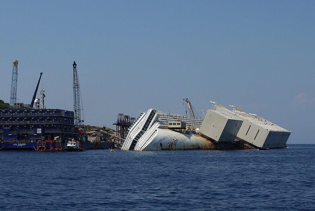 Costa Concordia shipwreck in 2013