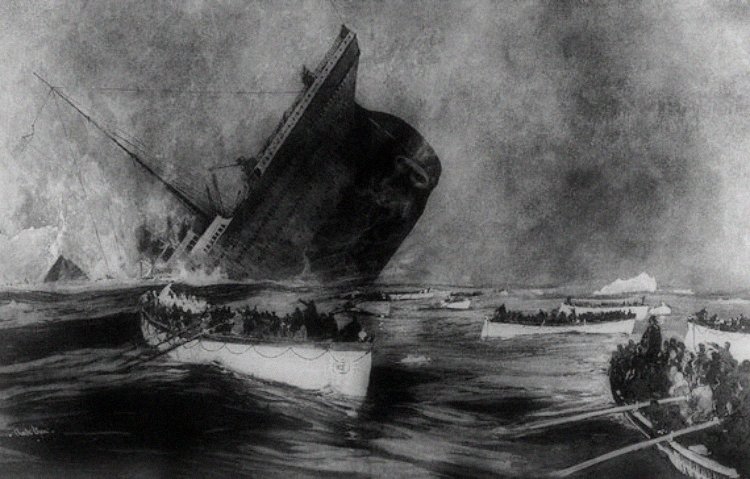 Imagined view of Titanic's final plunge