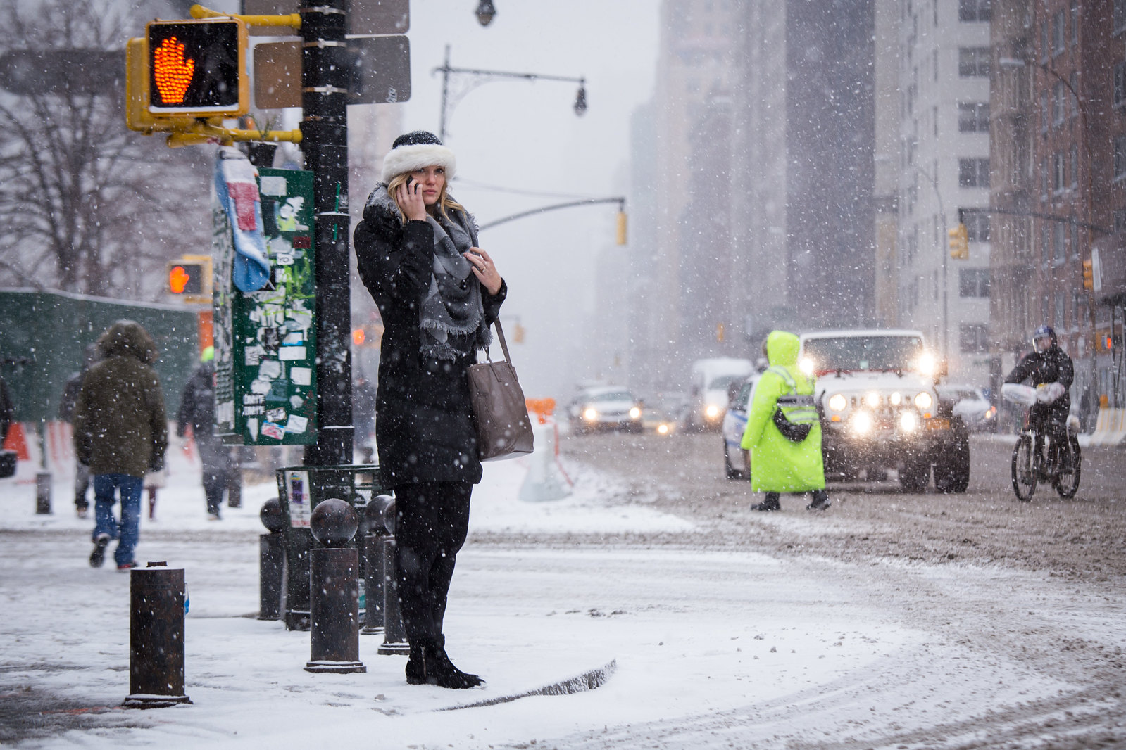 People during a blizzard in NYC