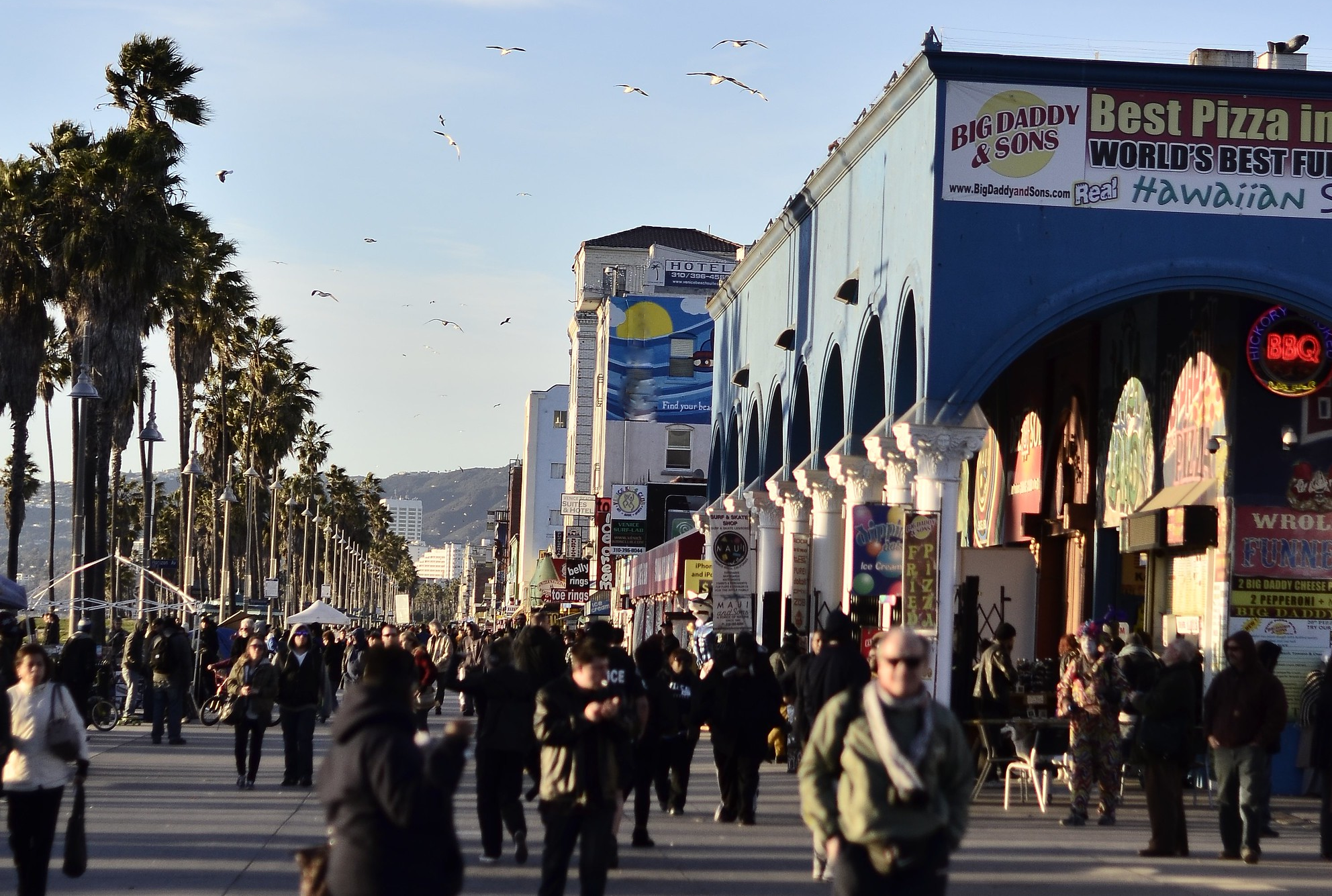 Winter on Venice Beach boardwalk