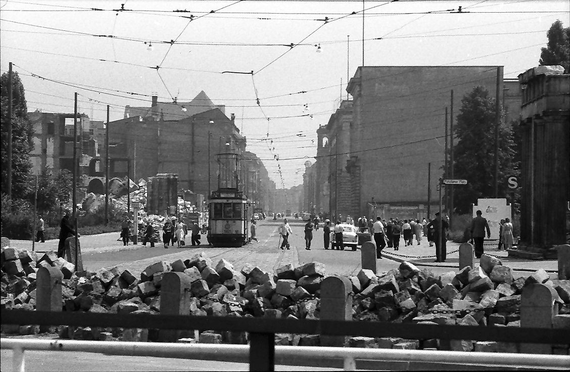 Grayscale Photo of Potsdamer Platz in Berlin, view over Leipziger Platz
