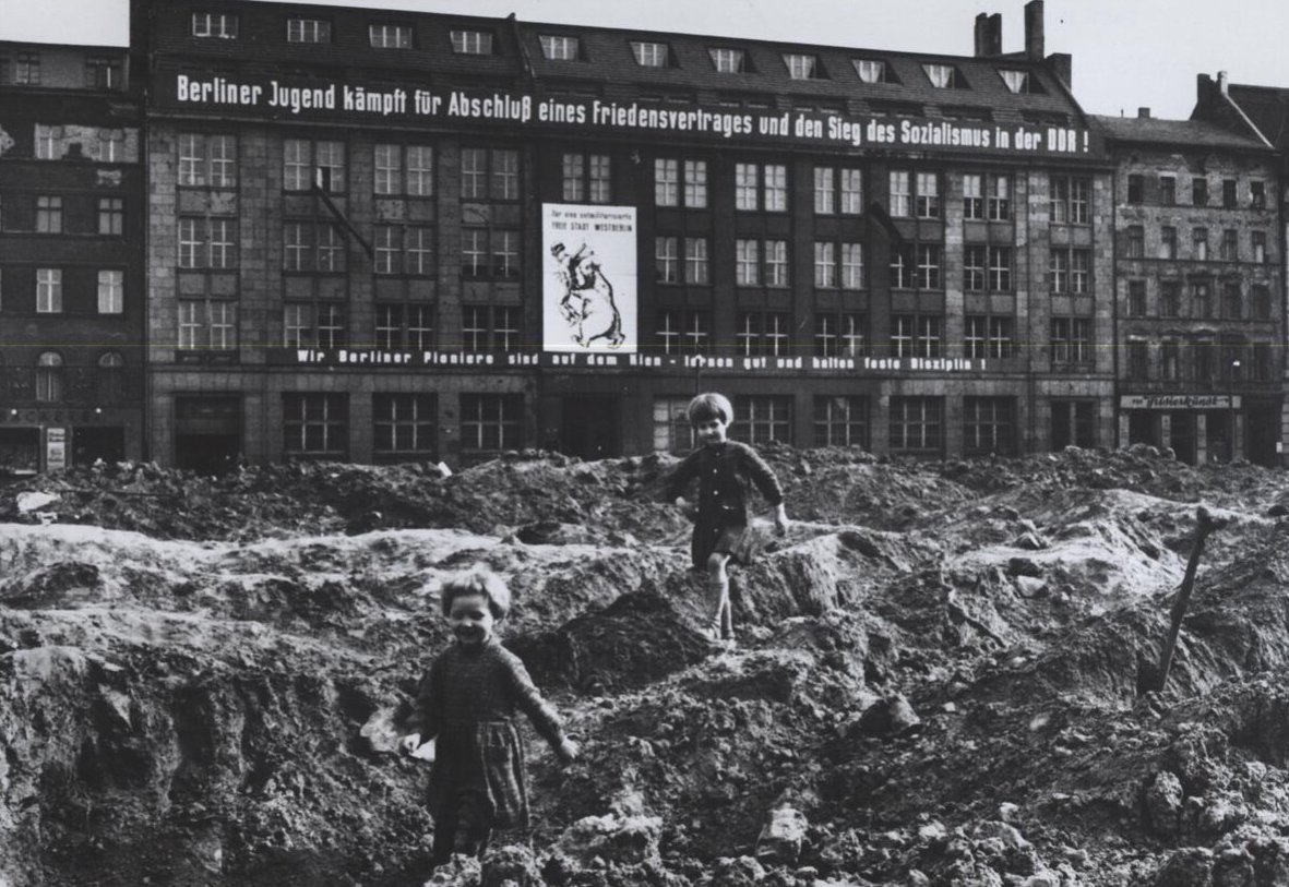 Children play in the Soviet-controlled section of Berlin circa 1958.