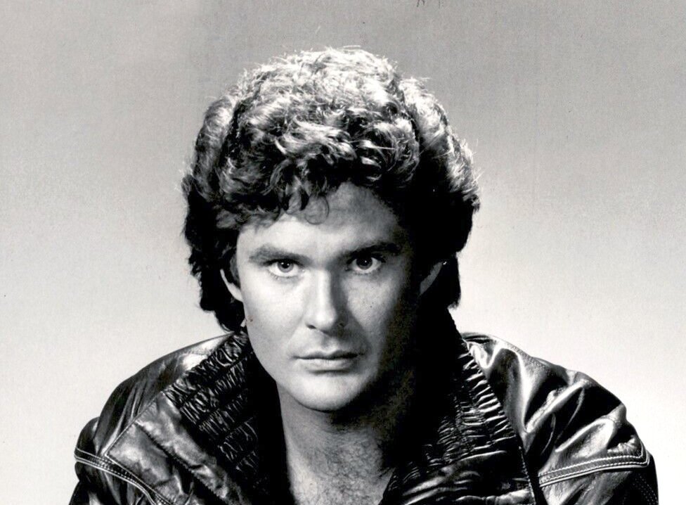Portrait Photo of David Hasselhoff wearing leather jacket
