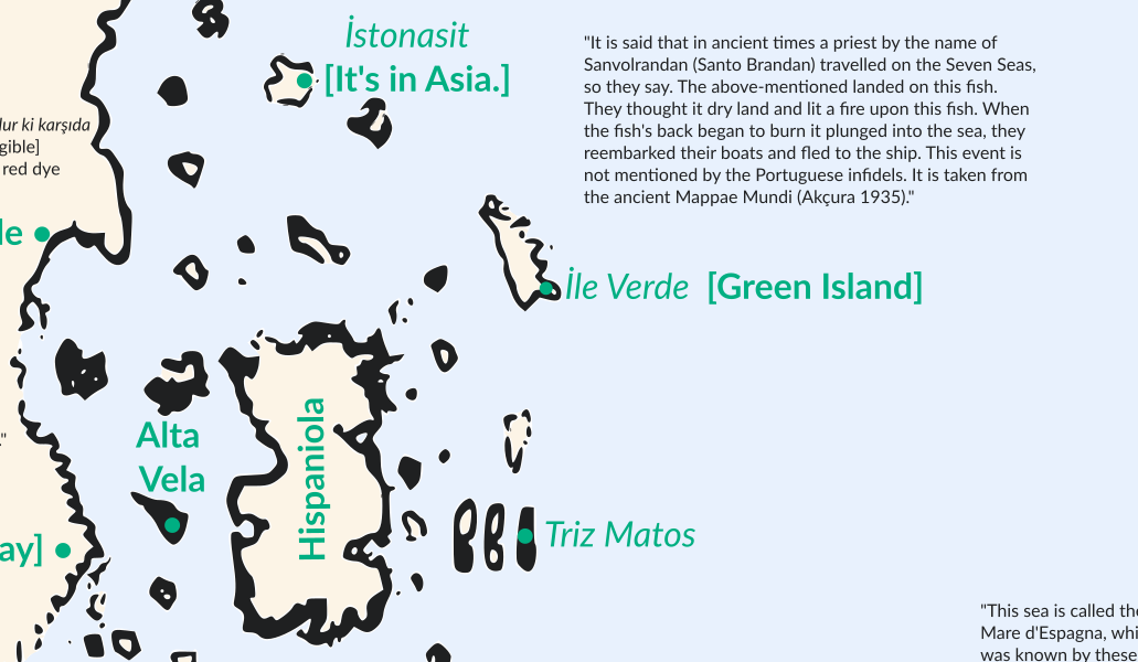 Part of Piri Reis Map (Translated )