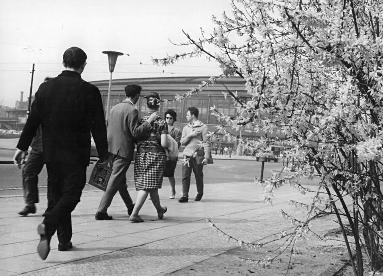 Berliners walking near Friedrichstraße station 1962