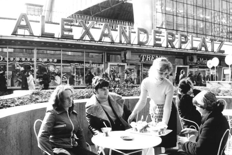 Grayscale Portrait Photo of Young Berliners at Alexanderplatz
