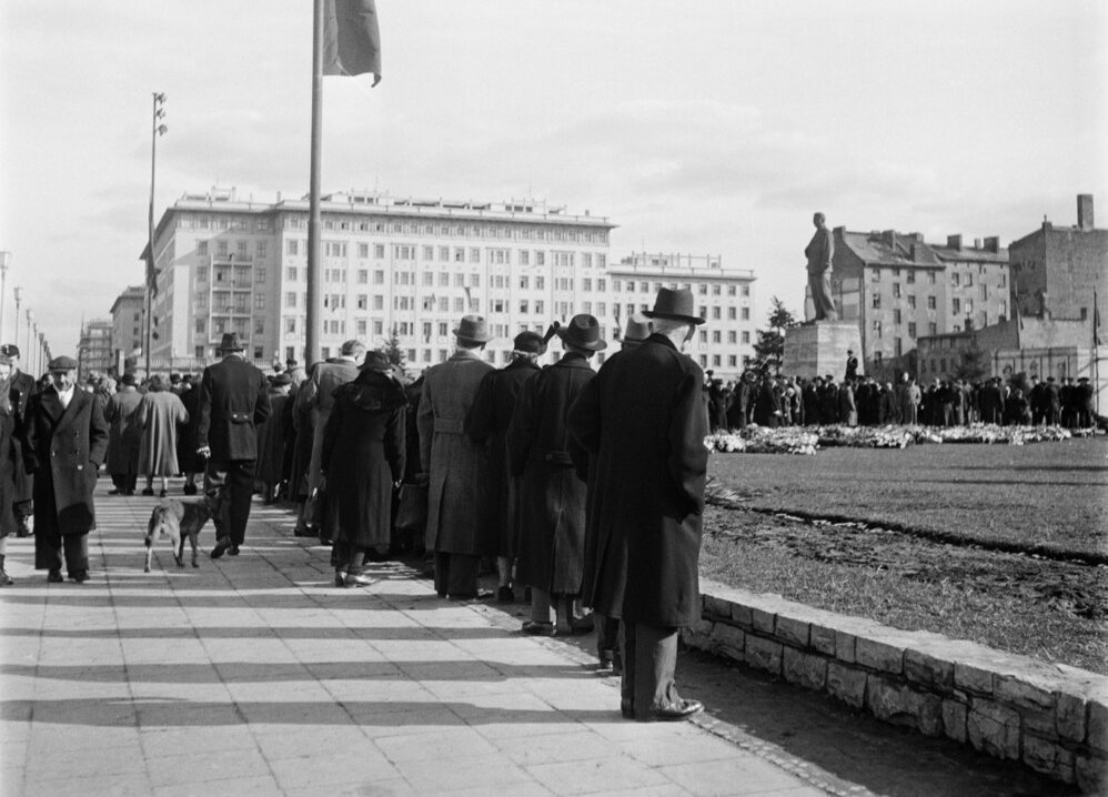 J.W.Stalin's statue in Stalinallee, East Berlin in 1953