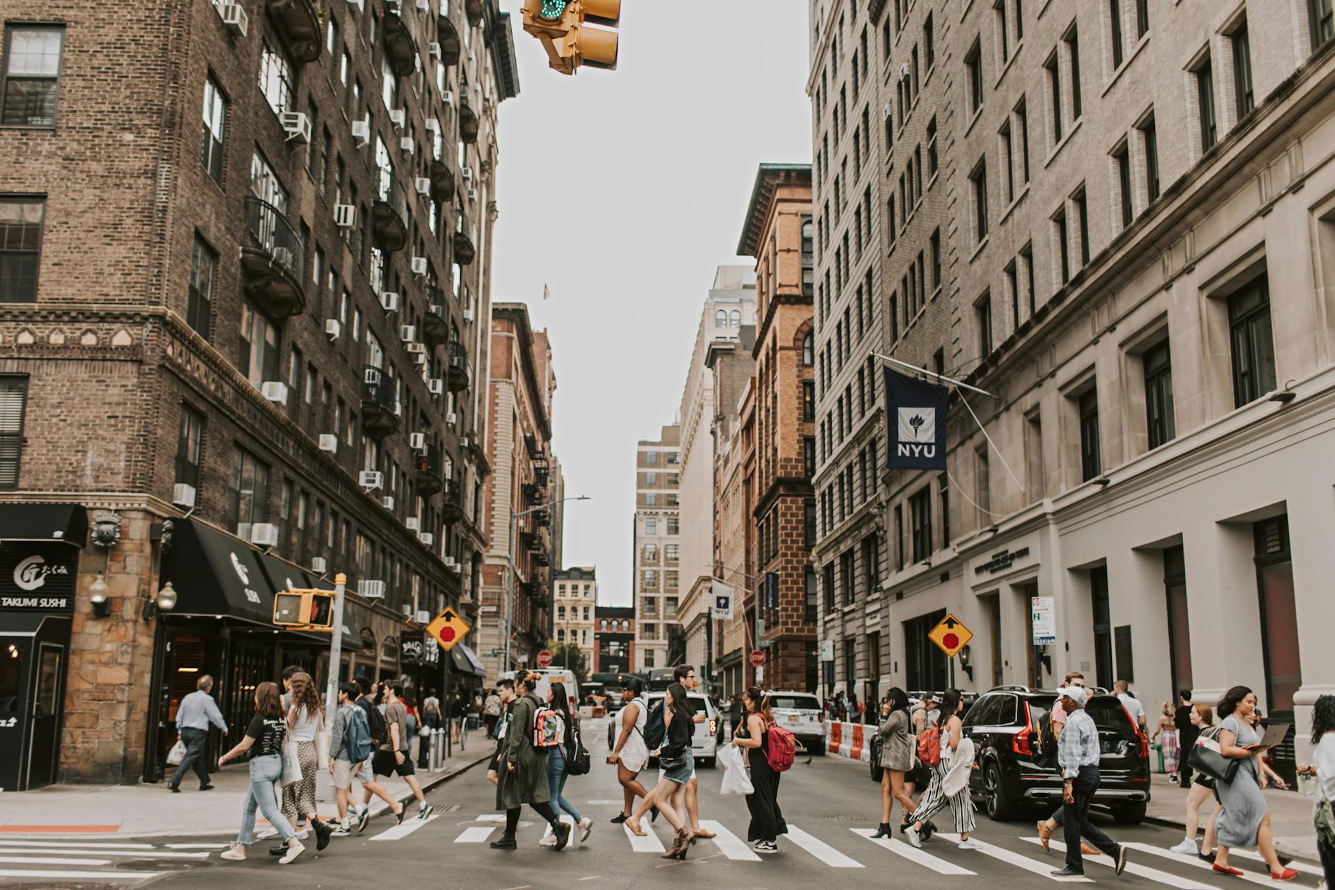 People Crossing a Street in New York