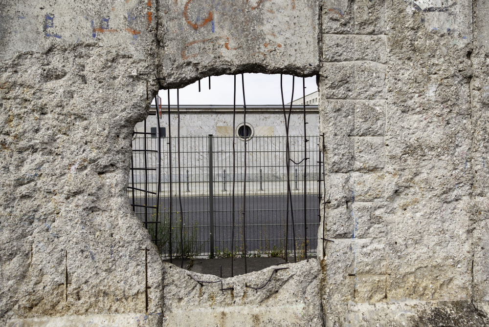 Remains of Berlin wall, detail of old concrete wall, Germany