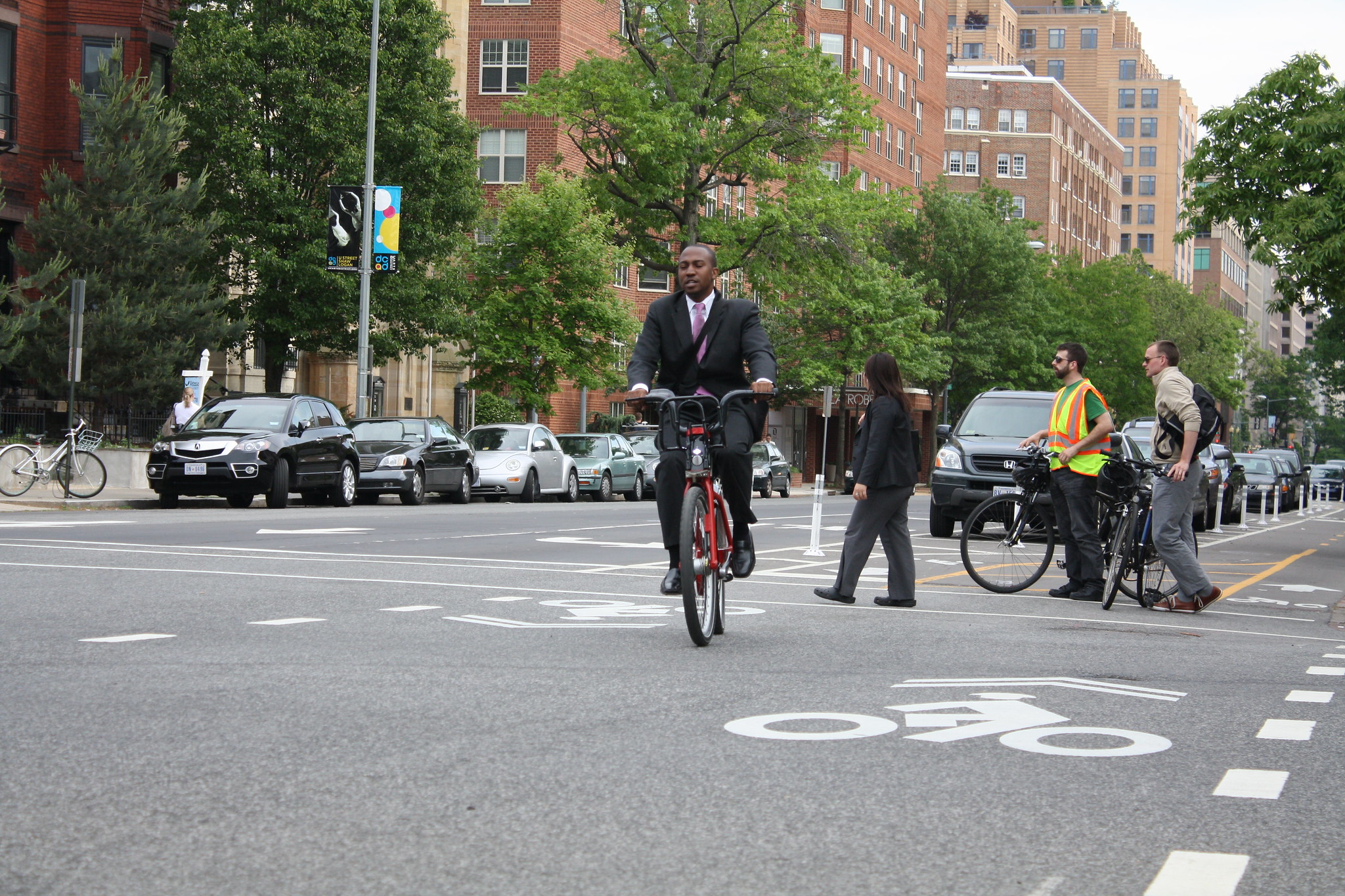 Bicyclist in a suit in Washington, D.C