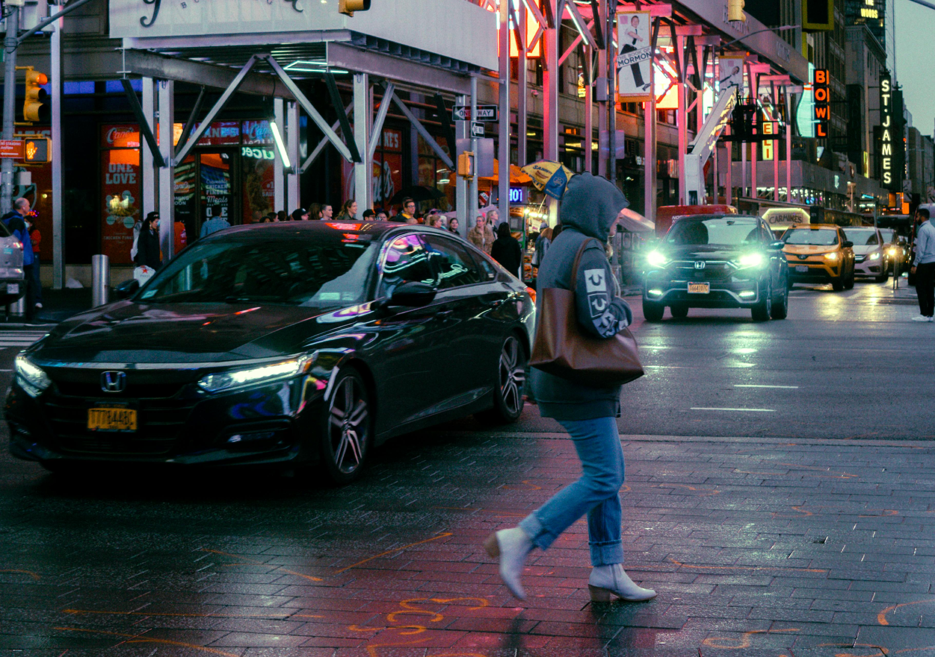 A Street in New York City at Dusk