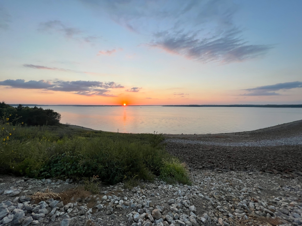 Clinton Lake Dam sunset in Kansas