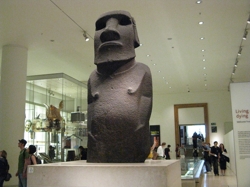 Close Up Photo of Easter Island Maoi Statue in the British Museum