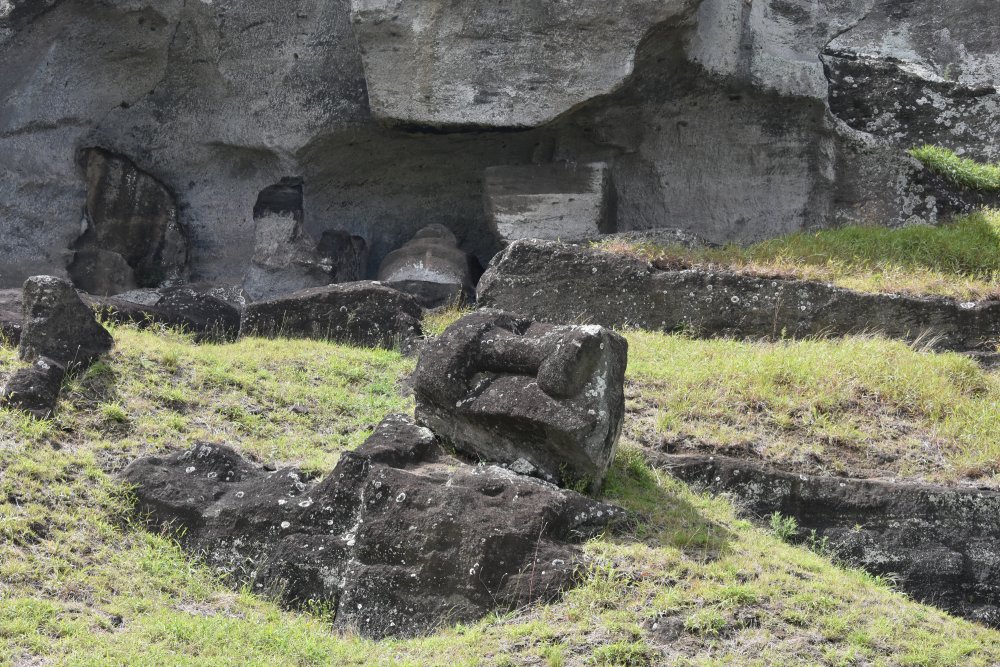 This image shows the Rano Raraku quarry on Easter Island