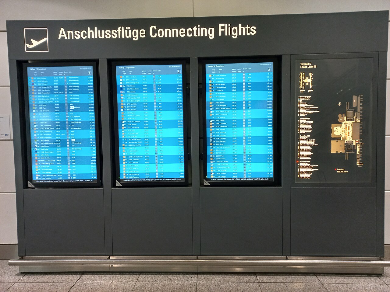 Munich Airport departure board