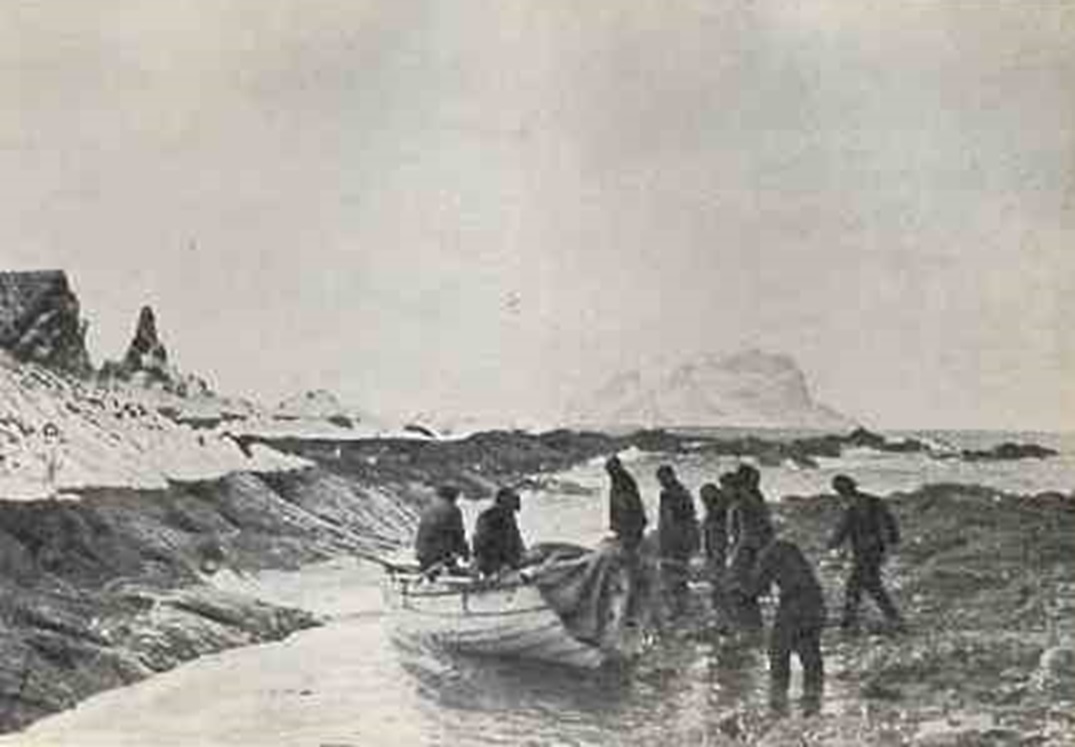 Shackleton's Endurance expedition party landing at Elephant Island, April 1916