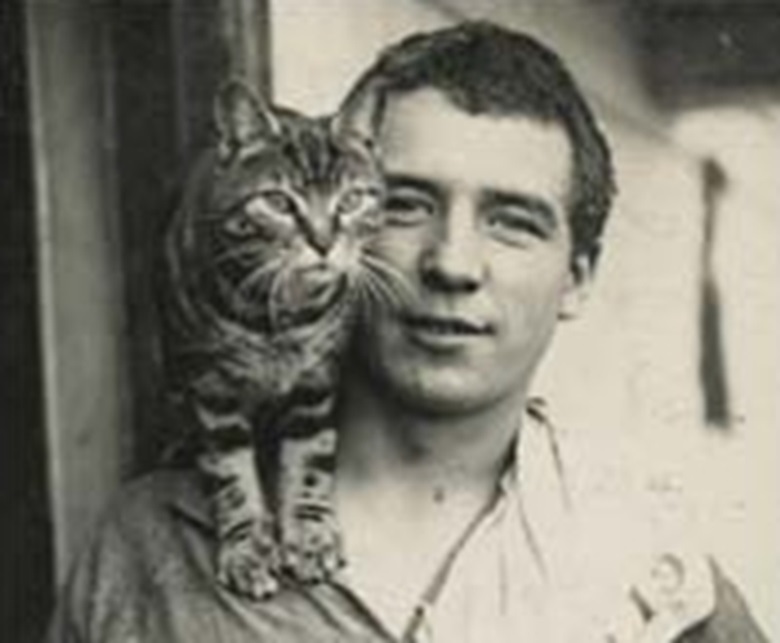 Perce Blackburow with Mrs Chippy (Ship's cat on the 1914 Endurance expedition)