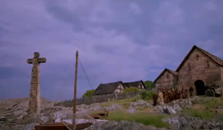 A screenshot from the short movie Vikings: Journey to New Worlds