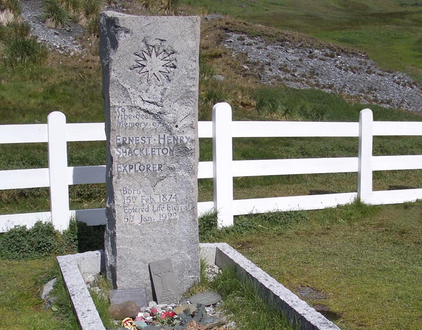 Grave of Ernest Shackleton at Grytviken, Island of South Georgia - 2004