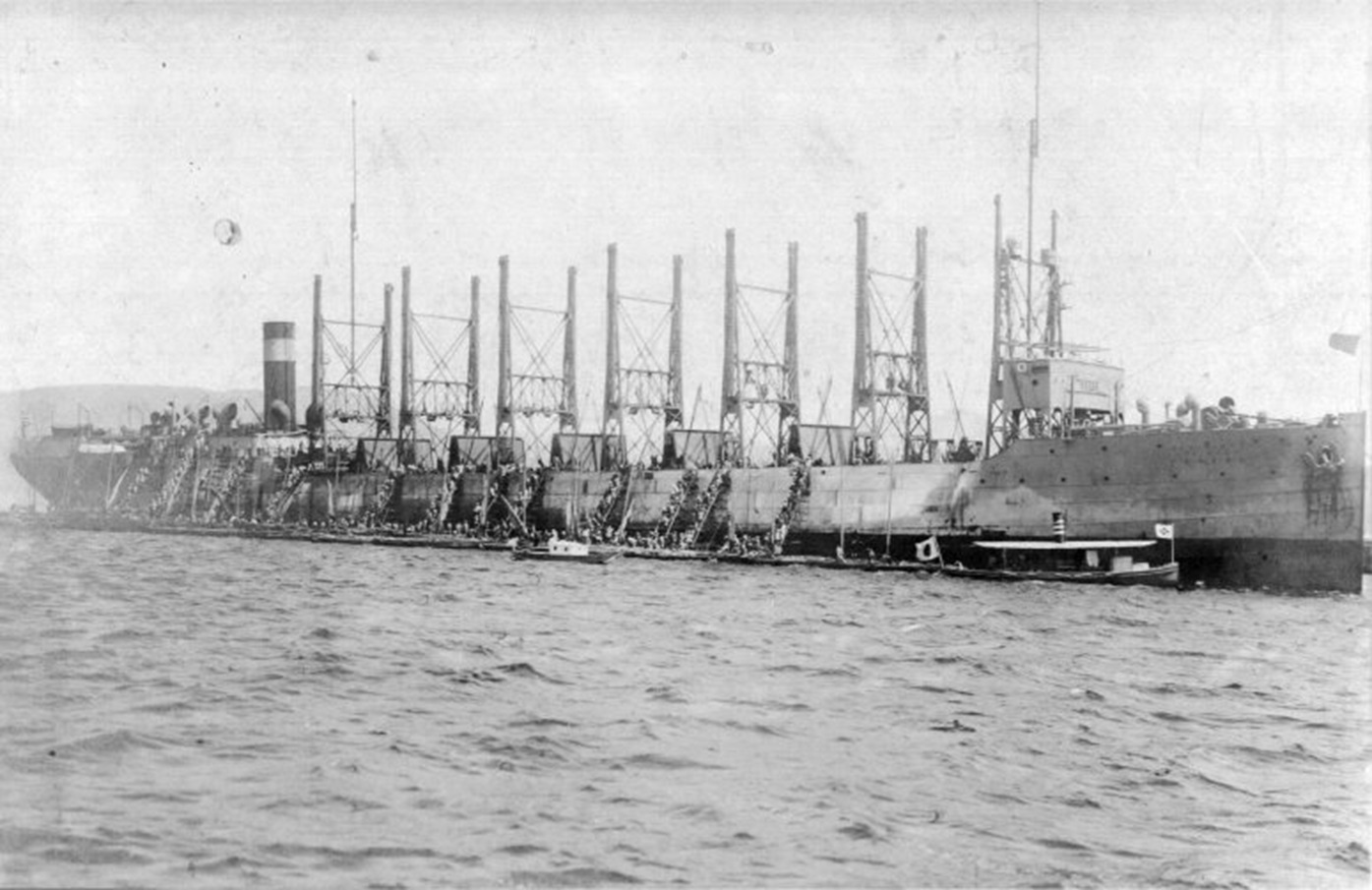 The Nereus (Collier No. 10) loading coal at Nagasaki, Japan in April 1916.