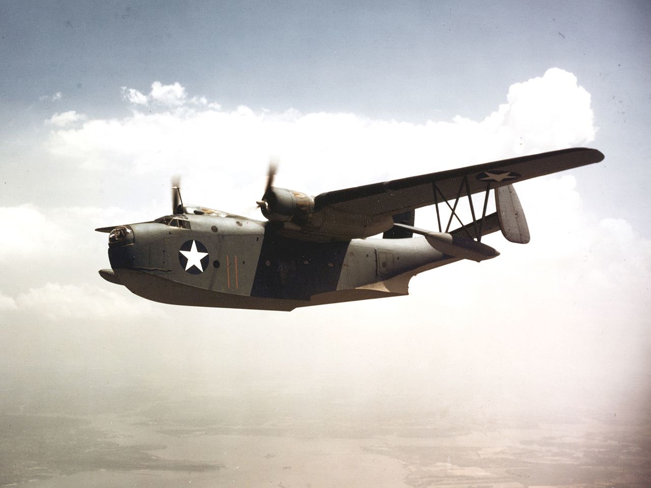 Navy Martin PBM-3 Mariner in flight, circa 1942-43.