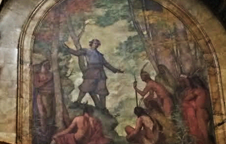 John Eliot Leading Indians In Prayer