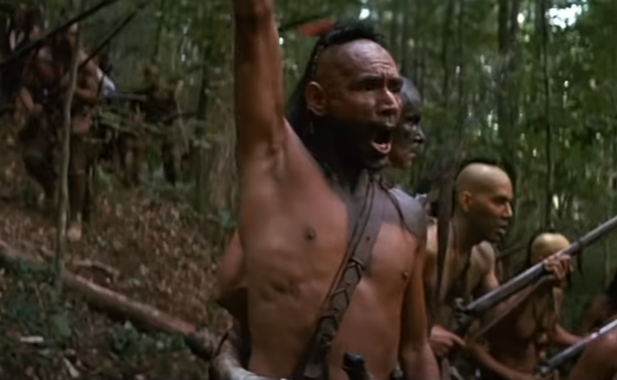 A screenshot from the movie The Last of the Mohicans