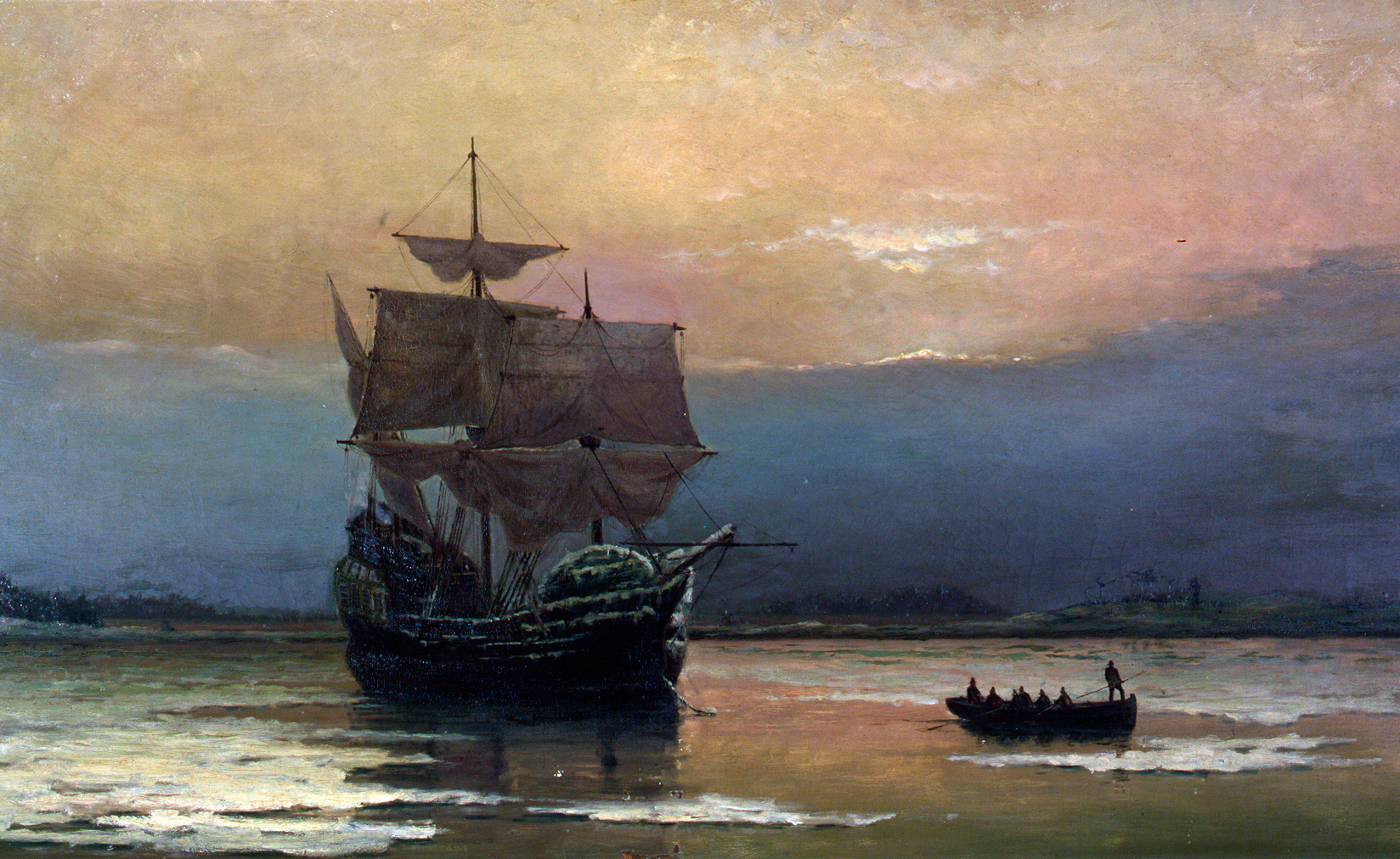 The Mayflower on Her Arrival in Plymouth Harbor