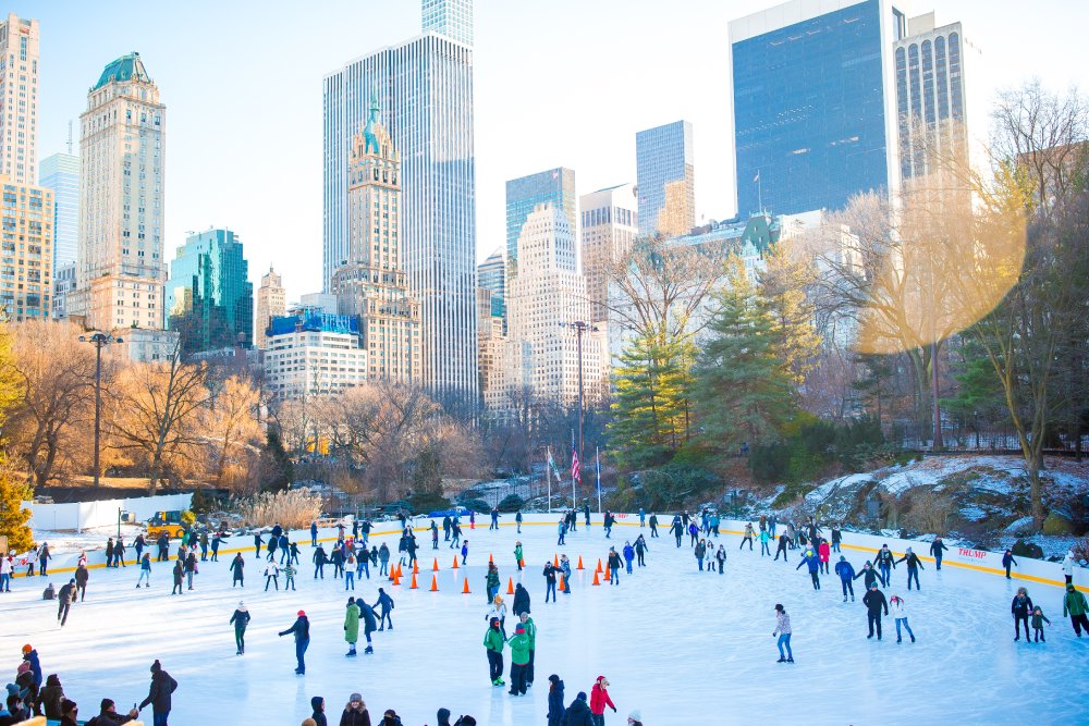 Photo of Ice skaters having fun in New York Central Park