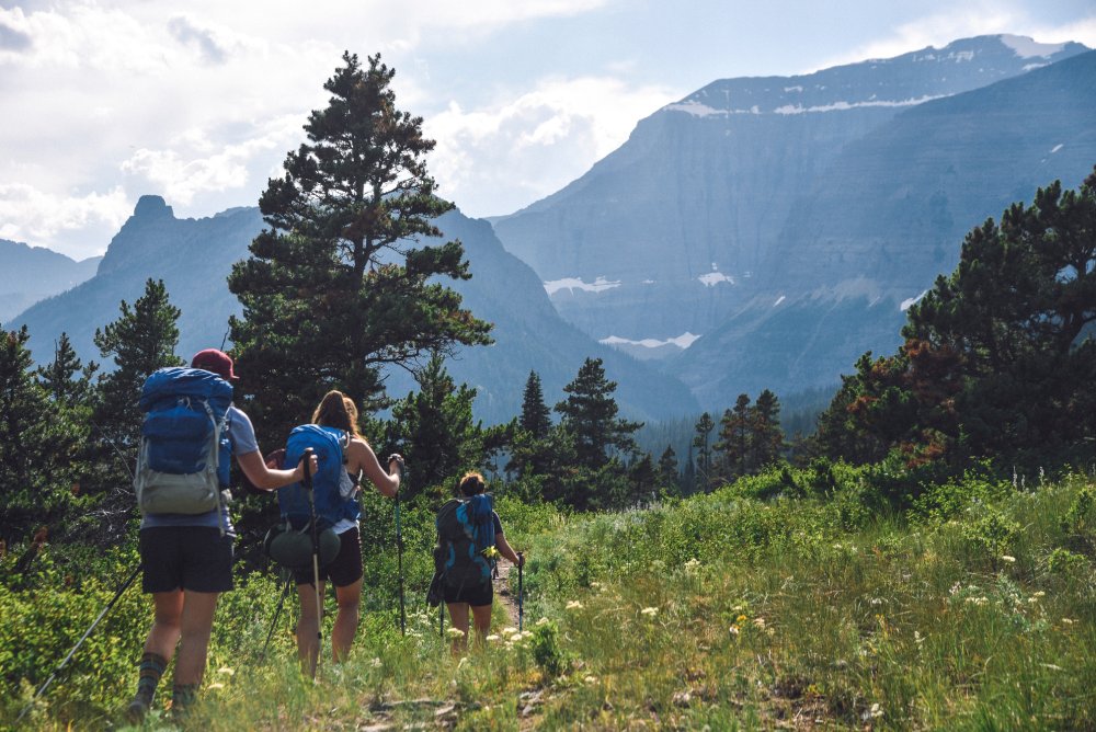 Photo of Women Backpacking in Glacier National Park in Montana