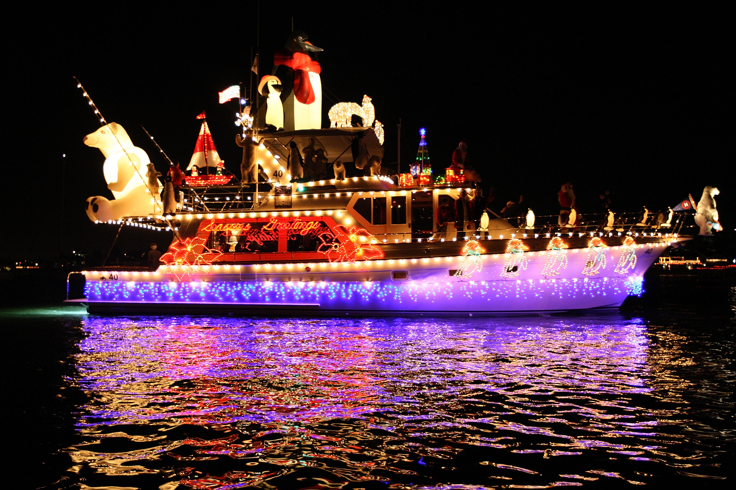 Boats And Yachts Take Part In The Newport Beach Christmas Boat Parade