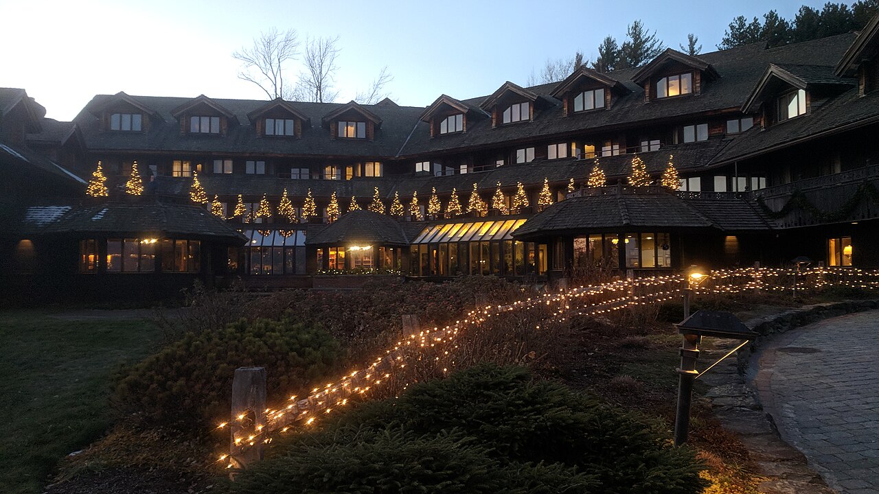 Trapp Family Lodge with Christmas trees