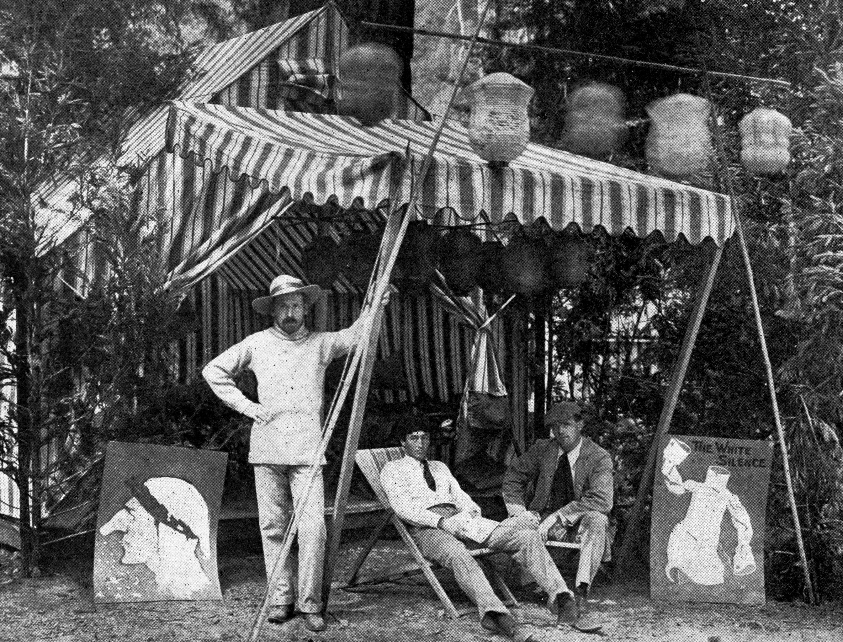 Photograph of a tent at the Bohemian Grove in July 1904, '05, '06 or '07