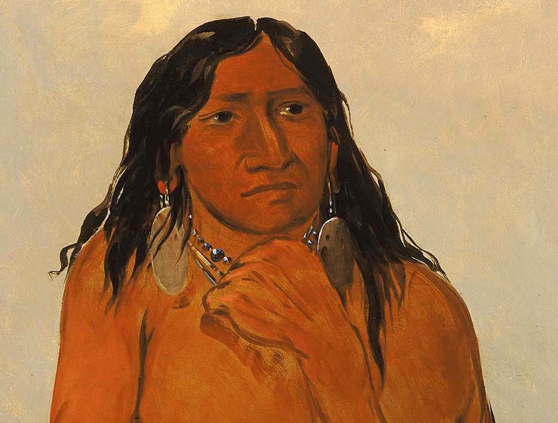 Painting of Native American looking at side - 1834