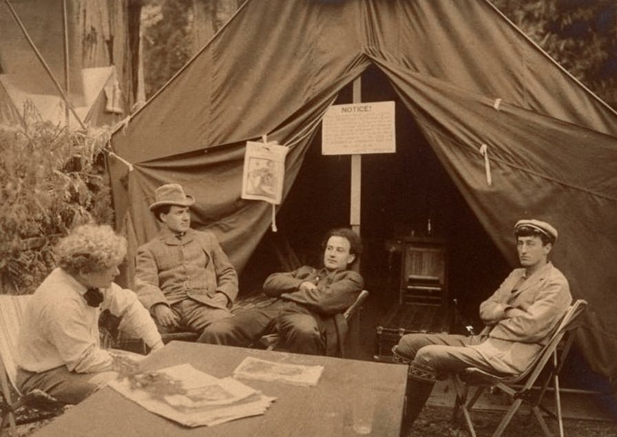 Grayscale Portrait of The Members Secret club at the Bohemian Grove 1907