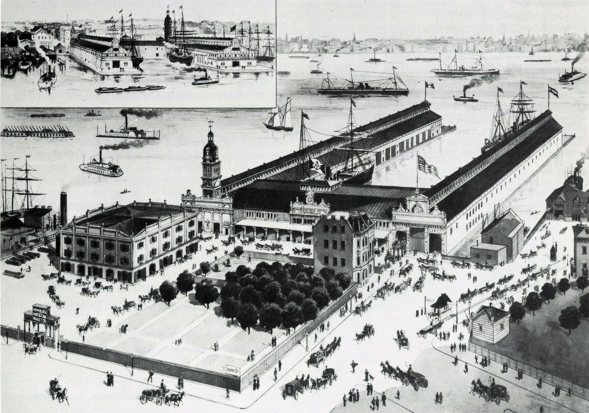 Hapag Piers Hoboken Drawing