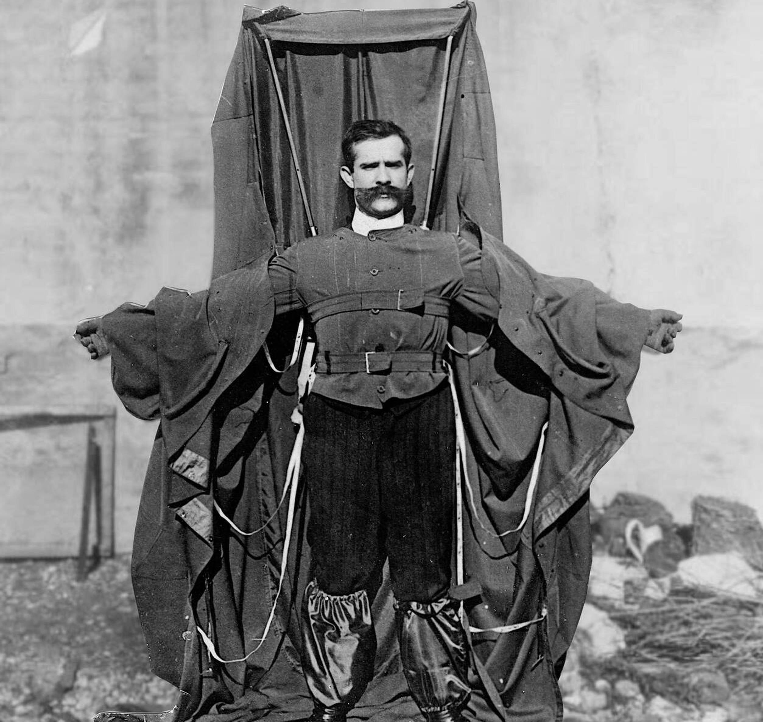 Franz Reichelt wearing his parachute suit