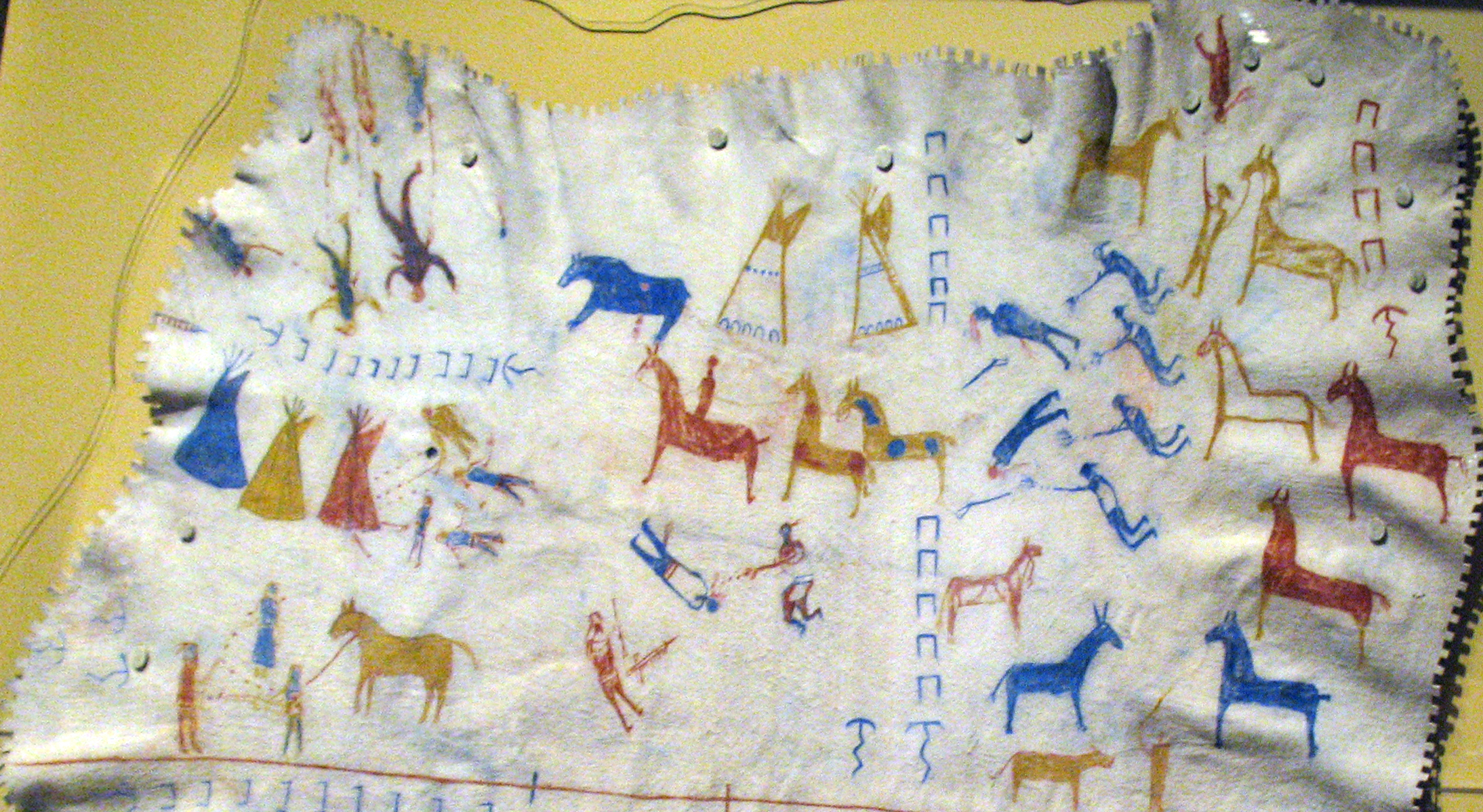 Piikuni (Blackfeet) elk-skin robe with painted decoration by Mountain Chief