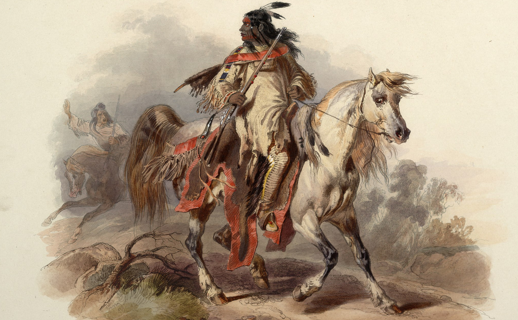 A Blackfoot man on horseback