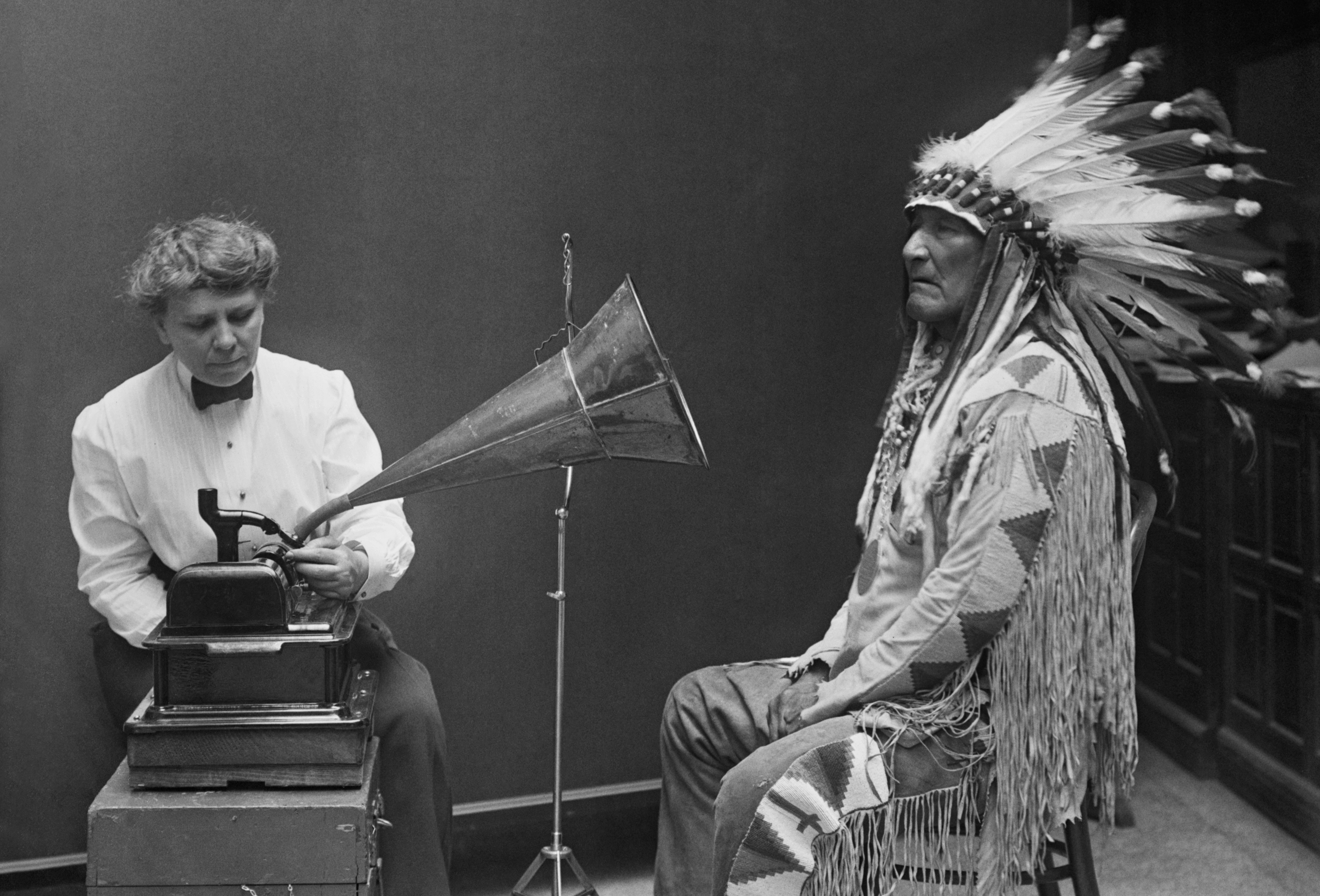 Frances Densmore Recording Mountain Chief