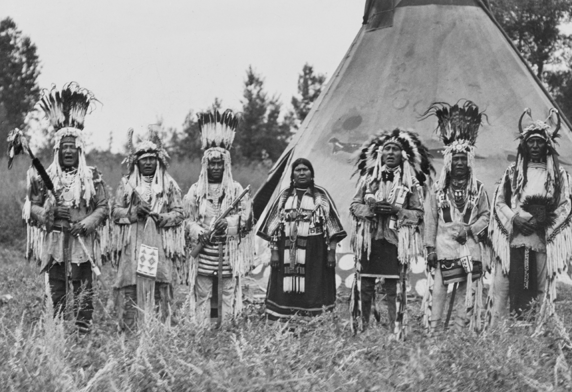 Group Of Siksika (Blackfeet) Men And One Woman