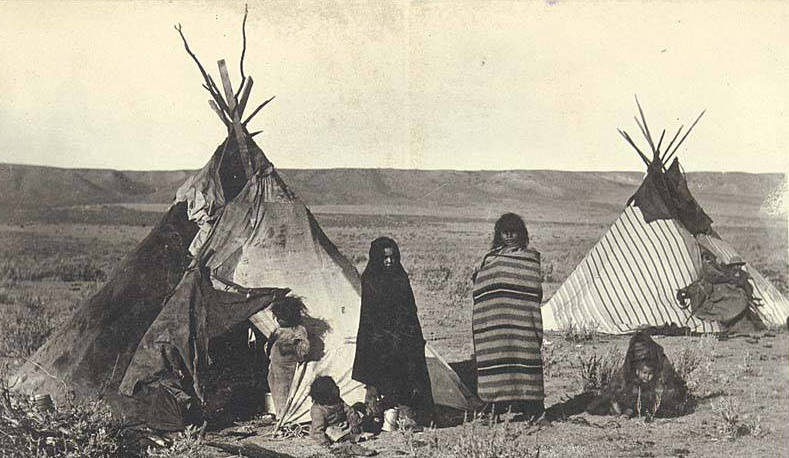 Blackfoot tribe encampment
