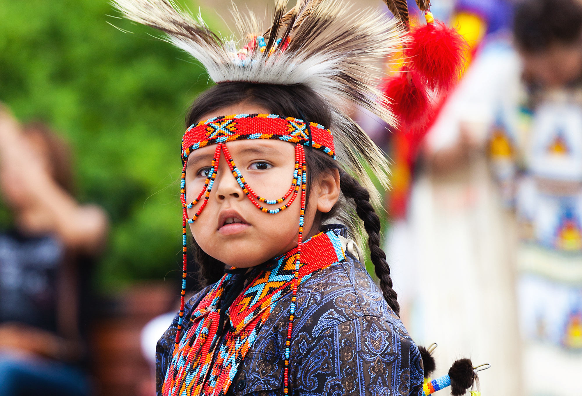 A young native Blackfoot Indian dancer