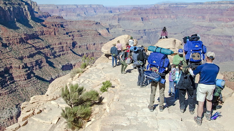 Landscape Photo of the Grand Canyon, South Kaibab Trail with hikers