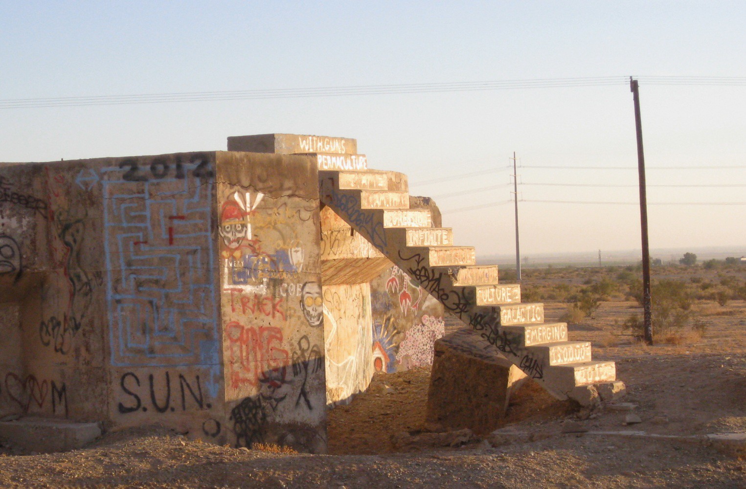 Steps leading up to the top of what was either a water or sewage tank - 2010