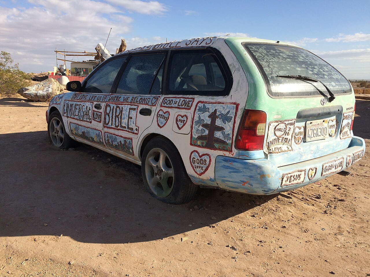 Universal Love Bible Wagon. Salvation Mountain. March 2018.