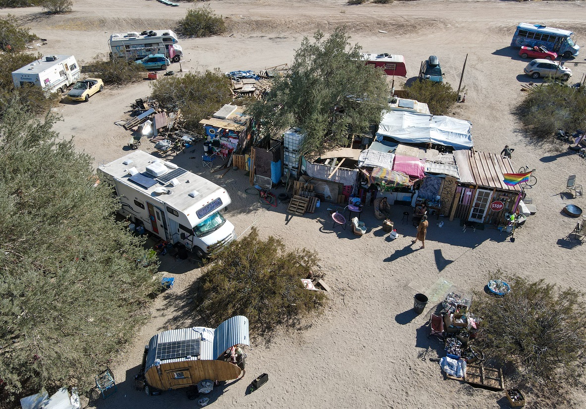 Aerial view of Slab City - 2020