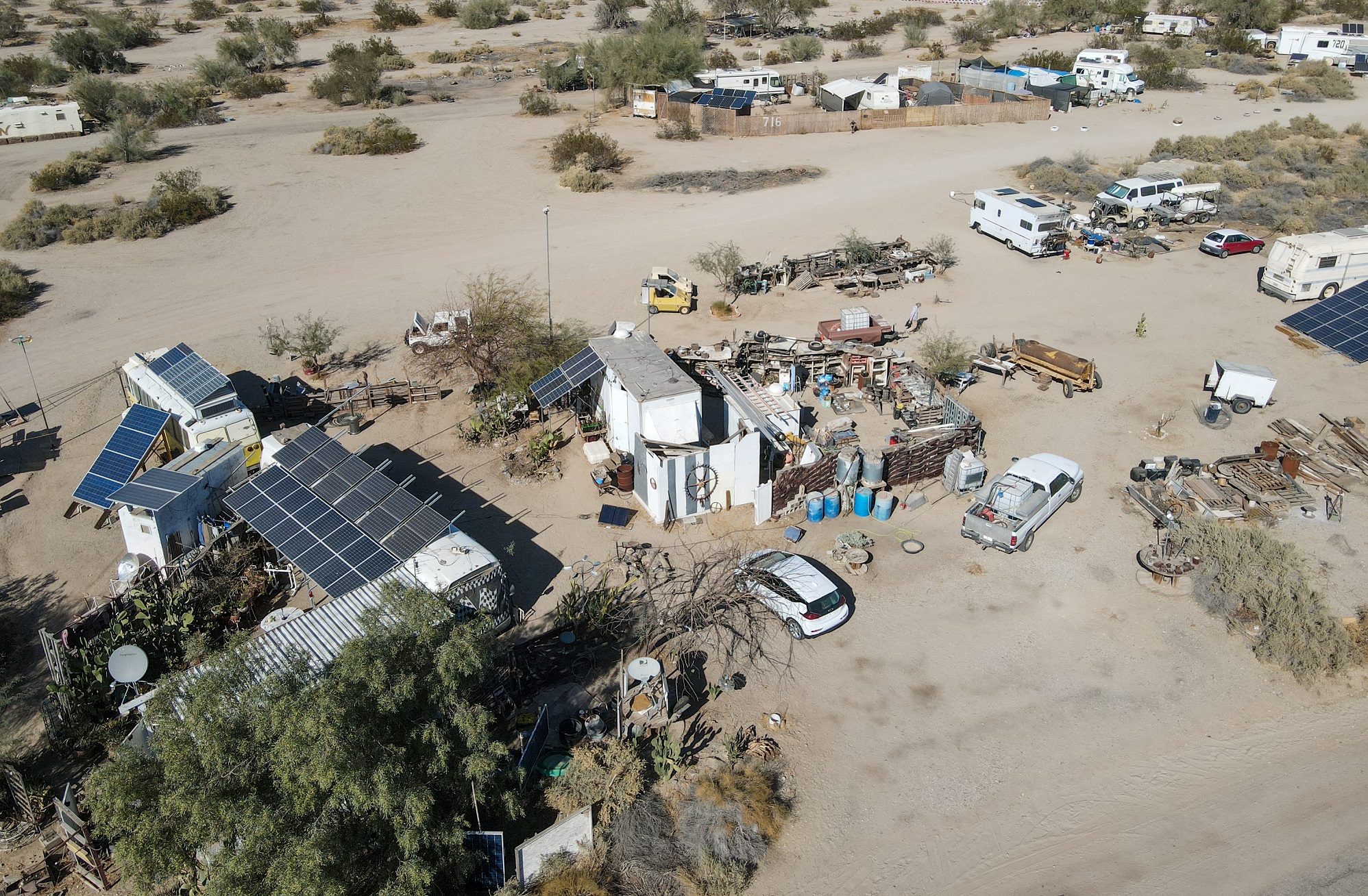 Aerial view of Slab City, an unincorporated, off-the-grid squatter community - 2020